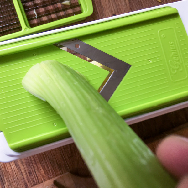 Nicer Dicer Plus V-Slicing celery for Waldorf Salad