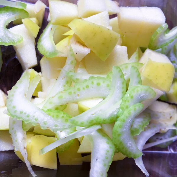 sliced apple and celery for Waldorf Salad